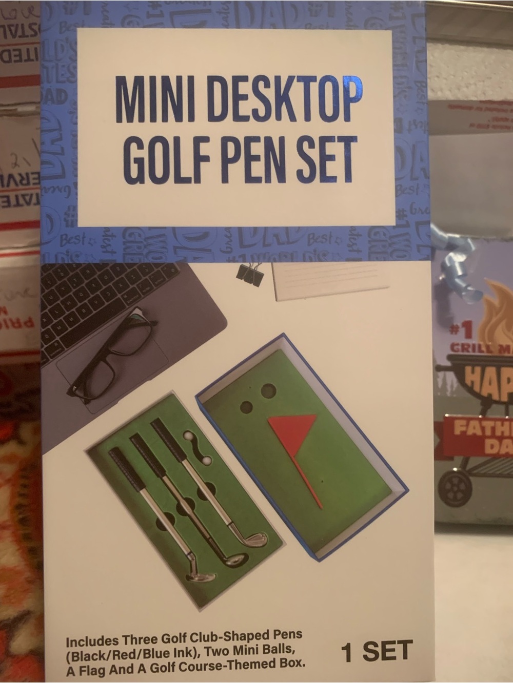 Mini Desktop Golf Pen Set and  game - Green Great Gift for Father’s Day Dad NEW